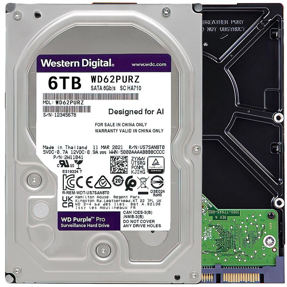 WD Purple 3.5" 6TB 3.5" 128MB WD62PURZ HDD Hard Disk Drive