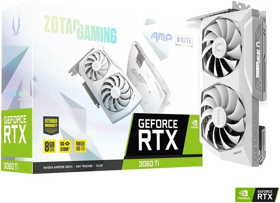 ZOTAC GAMING GeForce RTX 3060 Ti AMP White Edition LHR ZT-A30610F-10PLHR Nvidia GPU Graphic Card