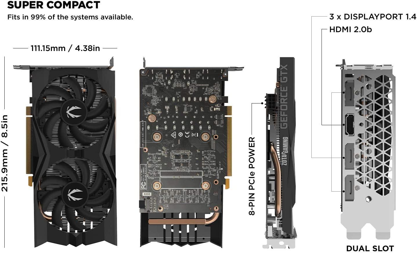ZOTAC GAMING GeForce GTX 1660 Twin Fan ZT-T16600K-10M Nvidia GPU Graphic Card