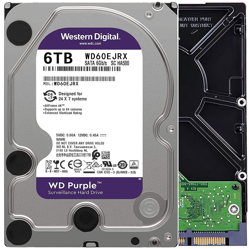 WD Purple 3.5" 6TB 3.5" 128MB WD60EJRX HDD Hard Disk Drive