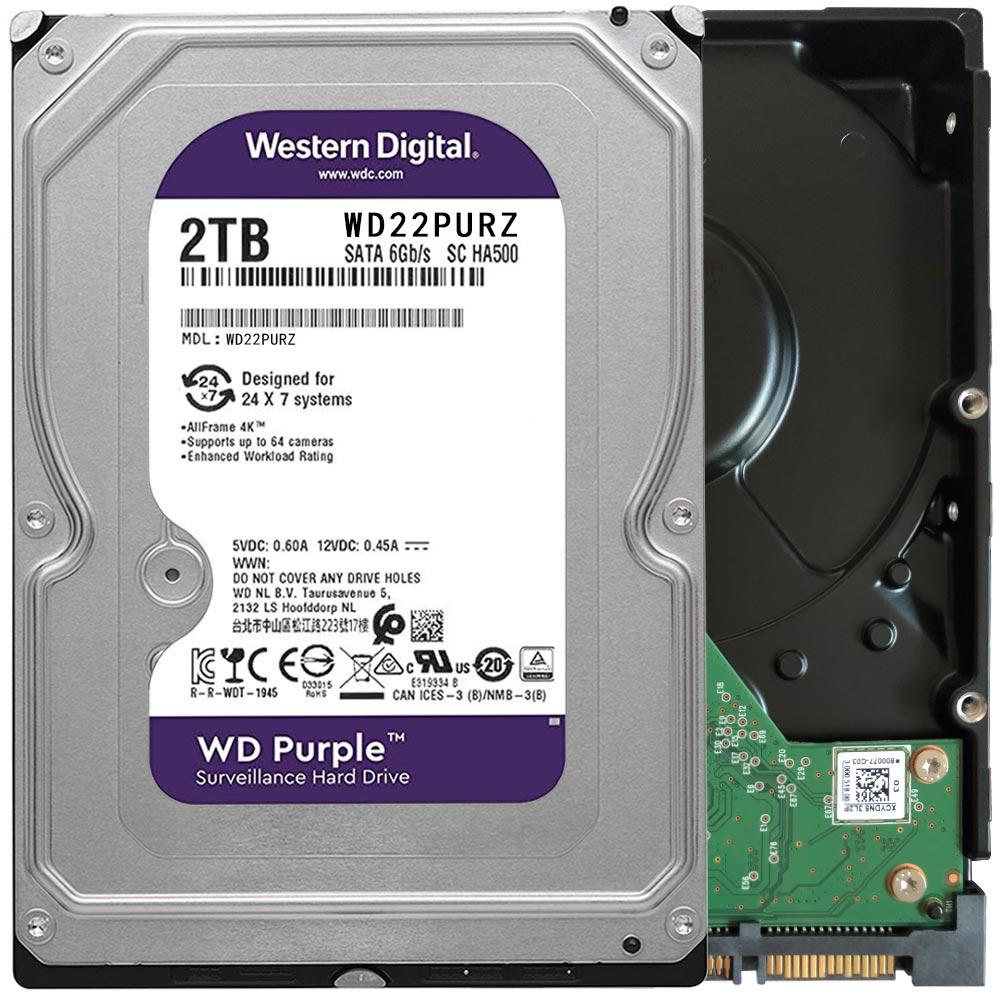 WD Purple 3.5" 2TB 3.5" 256MB WD22PURZ HDD Hard Disk Drive