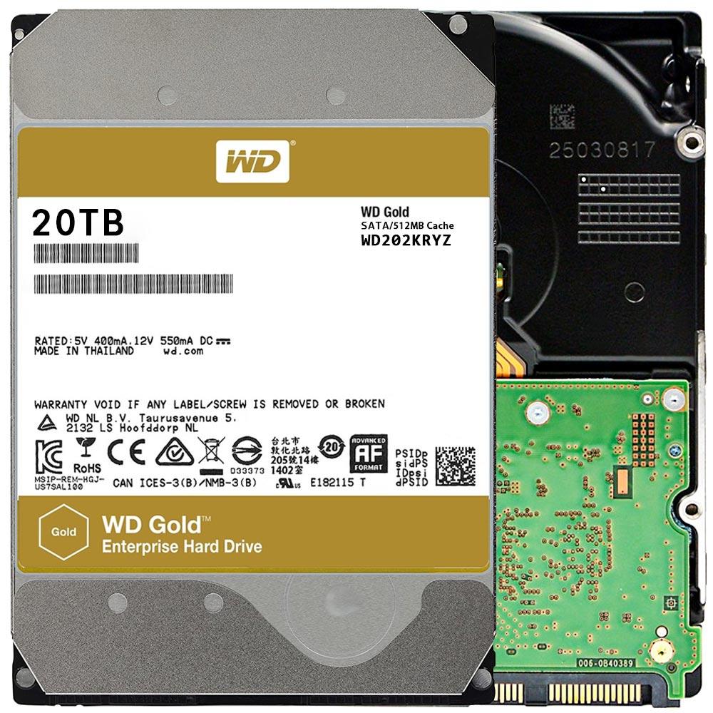 WD Gold 512E 20TB 3.5" 512MB WD202KRYZ HDD Hard Disk Drive