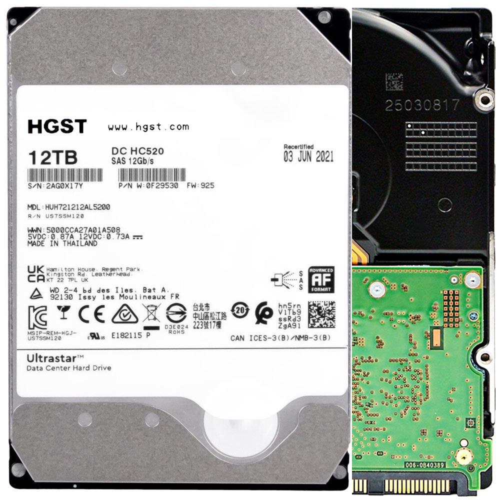 HGST Ultrastar DC HC520 12TB SAS 3.5" 256MB HUH721212AL5200 HDD Hard Disk Drive